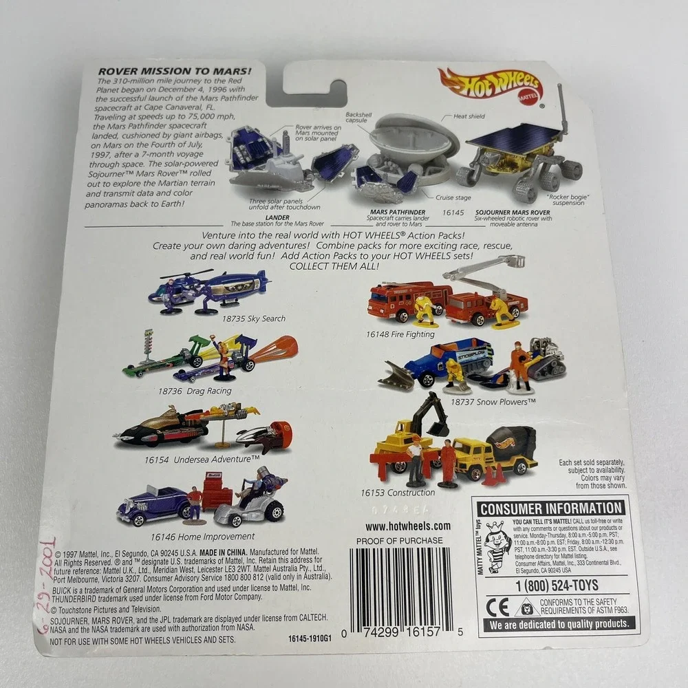 1996 Hot Wheels Action Pack JPL Sojourner Mars Rover Mission To Mars